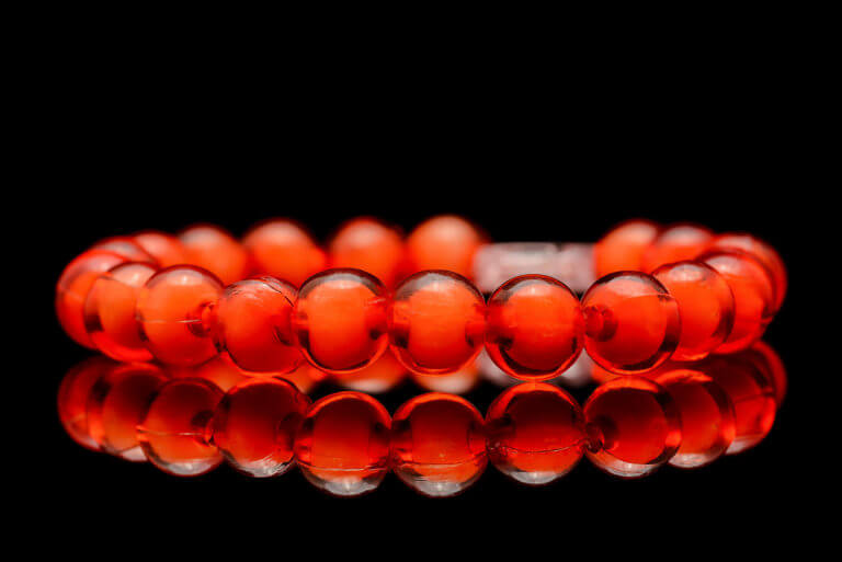 Red coral beads
