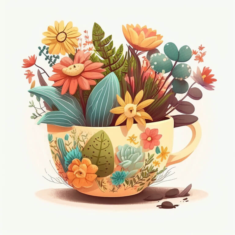 flowers, cartoon drawn style, illustration