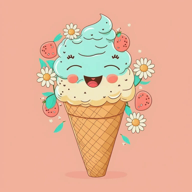 flowers, cartoon drawn style, illustration